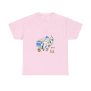 Pink Santorini-inspired graphic tee showcasing stunning Mediterranean scenery, perfect for summer. My Name Is POD